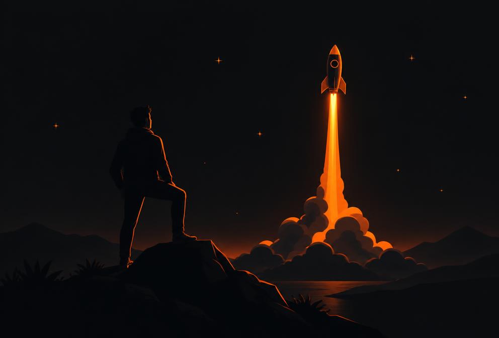 Founder watching a rocket launch